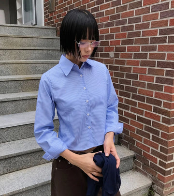 BREEZY STRIPE CROP SHIRT